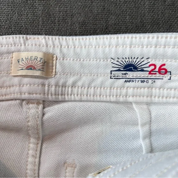 Faherty Stretch Terry Harbor Pant - Egret Wide Leg Pants 26